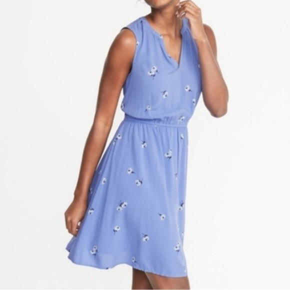 Old Navy Periwinkle Sleeveless Split V-Neck Dress - Picture 1 of 6